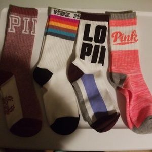 Vs pink athletic crew socks